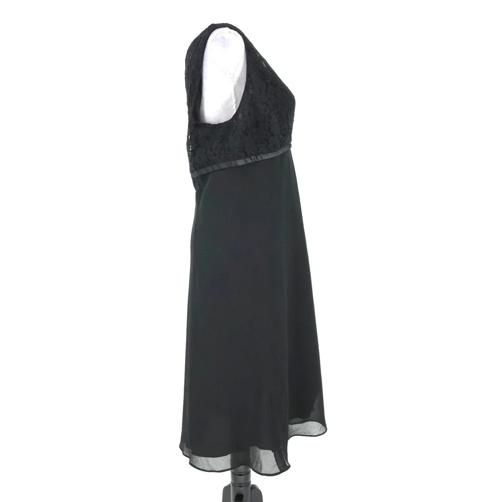 Jones Wear Dress Womens 16 Black Lace Bodice Chiffon Skirt Side Zip Lined Party - Picture 5 of 12